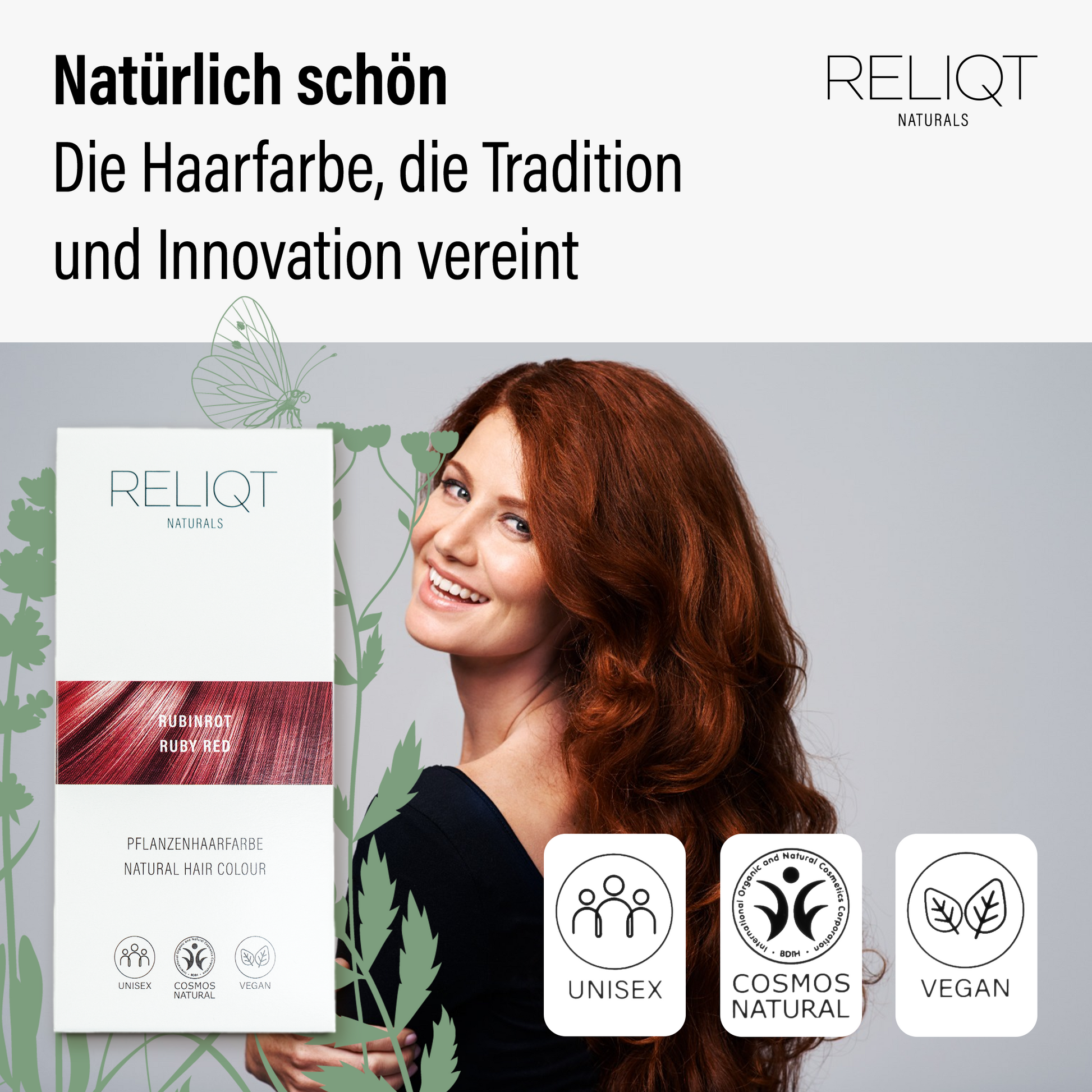 RELIQT Pflanzenhaarfarbe Rubinrot – Natürliches, tiefglänzende Rot – RELIQT Naturals